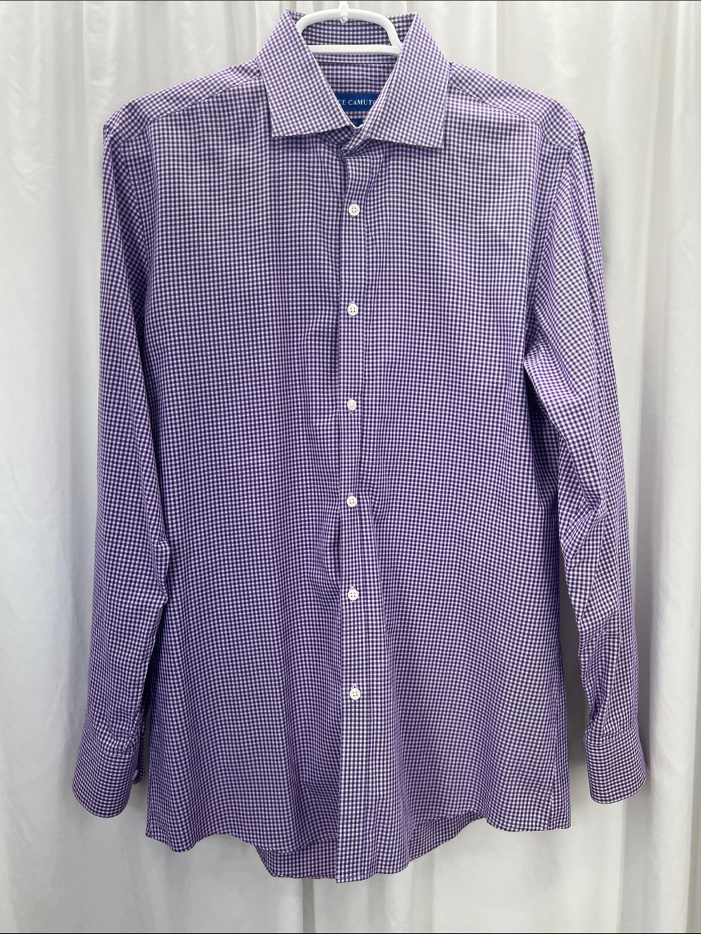 Vince Camuto Purple Gingham Long Sleeve Dress Shirt Men’s 15.5 32/33 Slim Fit